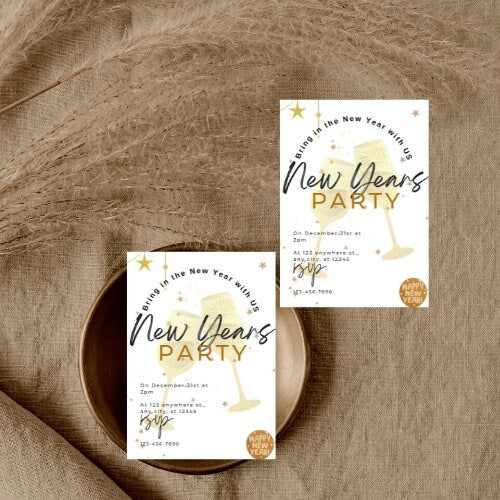 New years party digital invitation, electronic new years eve invite happy new year party, ,digital new years invite, instant download