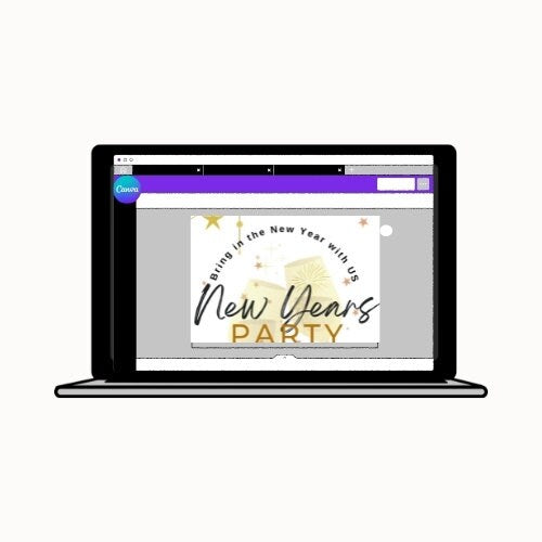 New years party digital invitation, electronic new years eve invite happy new year party, ,digital new years invite, instant download