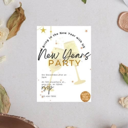 New years party digital invitation, electronic new years eve invite happy new year party, ,digital new years invite, instant download