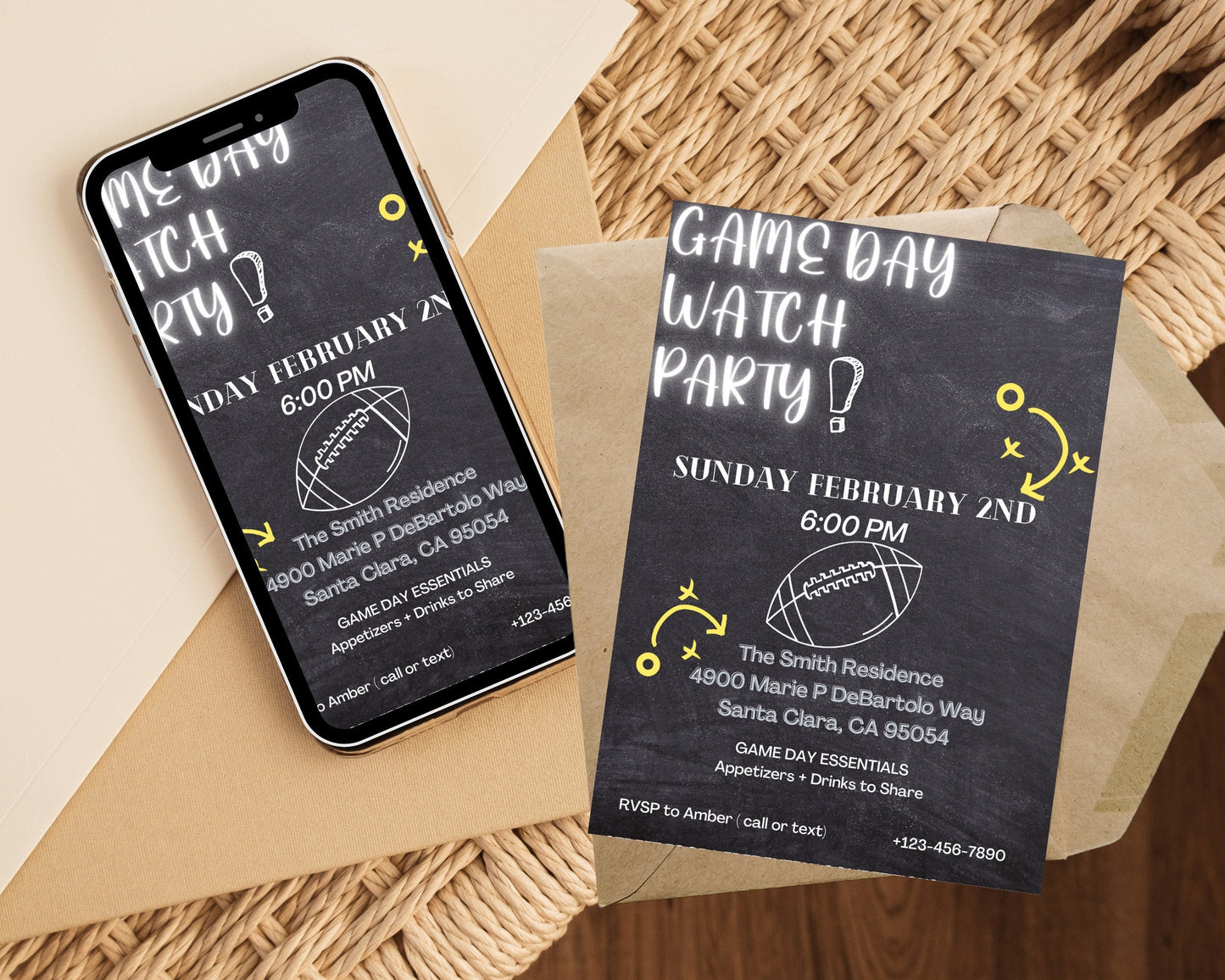 American Football Watch Party Invitation , Big Game Event Template for Family & Friends Football Watch Party, Tailgate party invitation