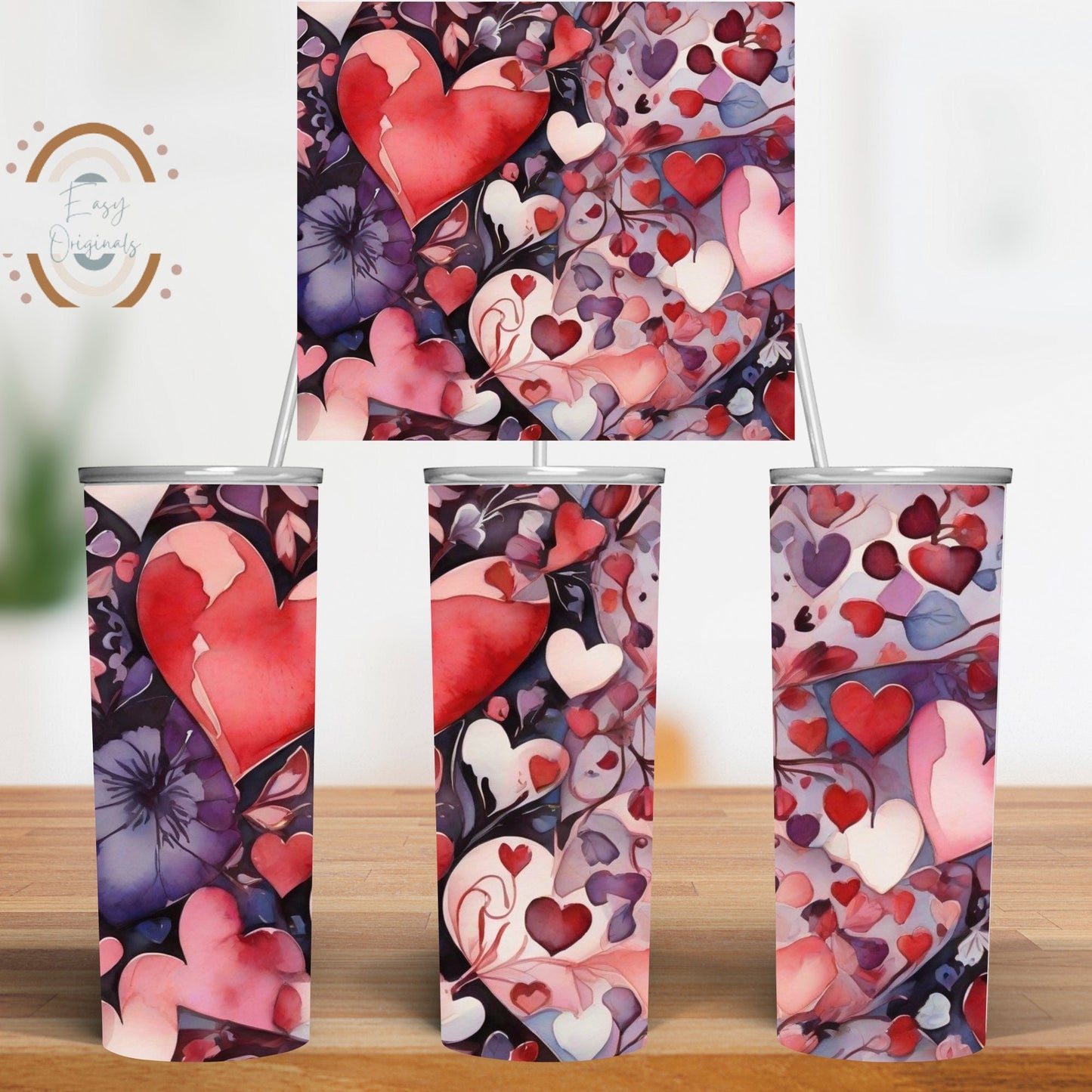 Valentines tumbler wrap 20 oz Skinny Romantic Sublimation PNG, Digital Download for DIY Tumbler Projects, Love Themed