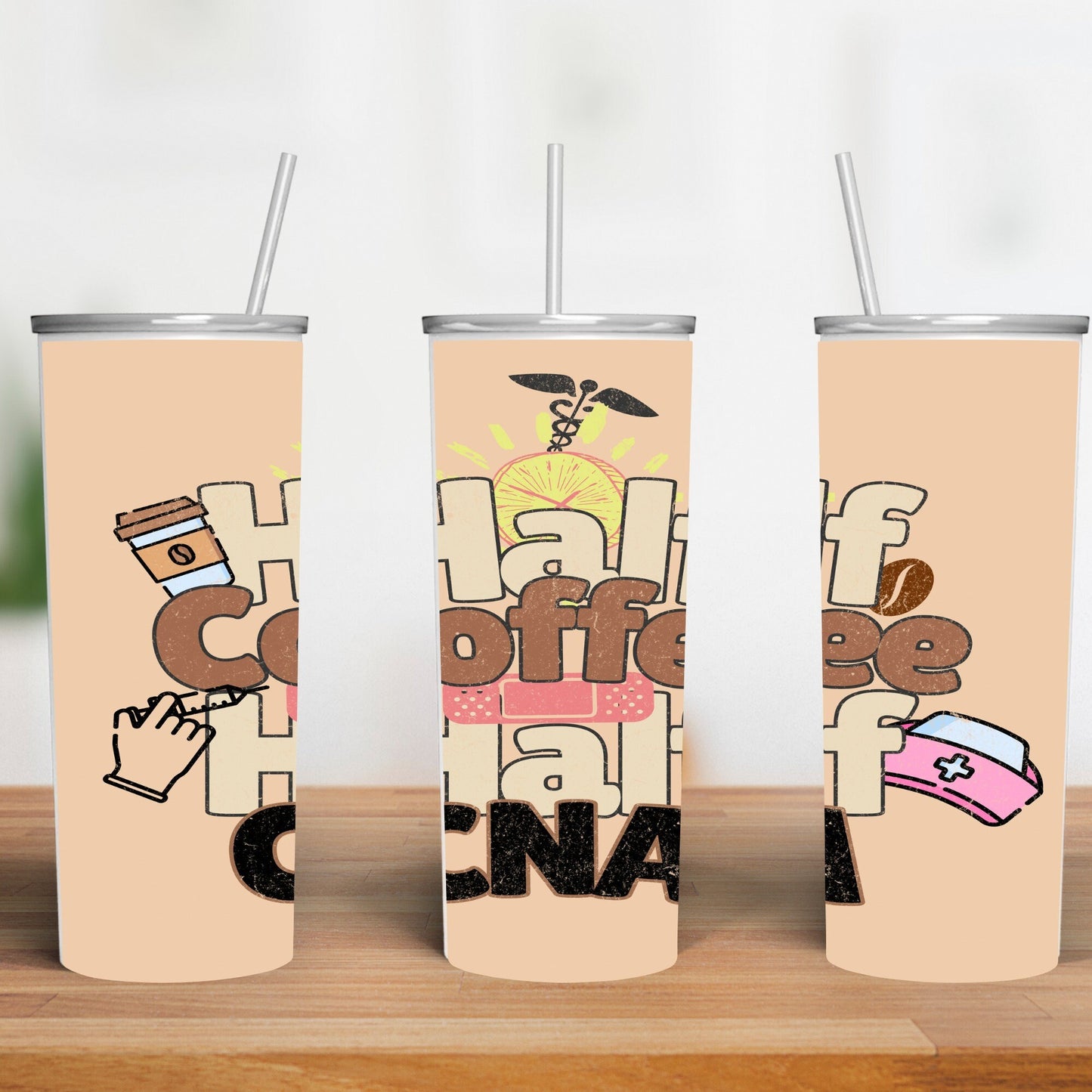 20oz CNA Tumbler Wrap Design - Nursing Assistant Sublimation Template for Healthcare Worker Gift, Nursing Assistant 20oz Skinny Tumbler Wrap