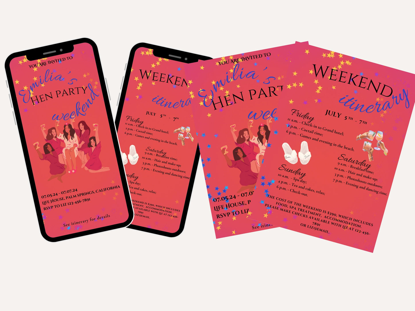 Hen party itinerary, Bachelorette Weekend Invite and Itinerary Template, Hen Party Weekend, Hen Party Invite, Digital Download