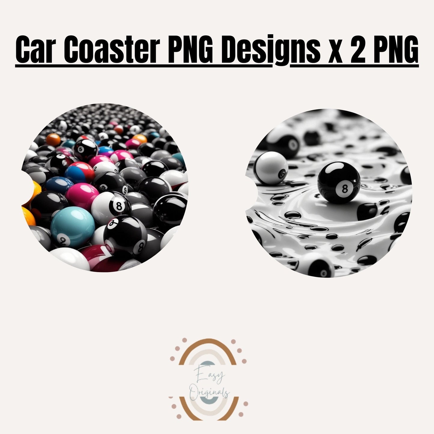 8ball coaster for car - car coaster png popular - Unique Car Decor - New Car Gift - Sublimation Design - car coaster sublimation design