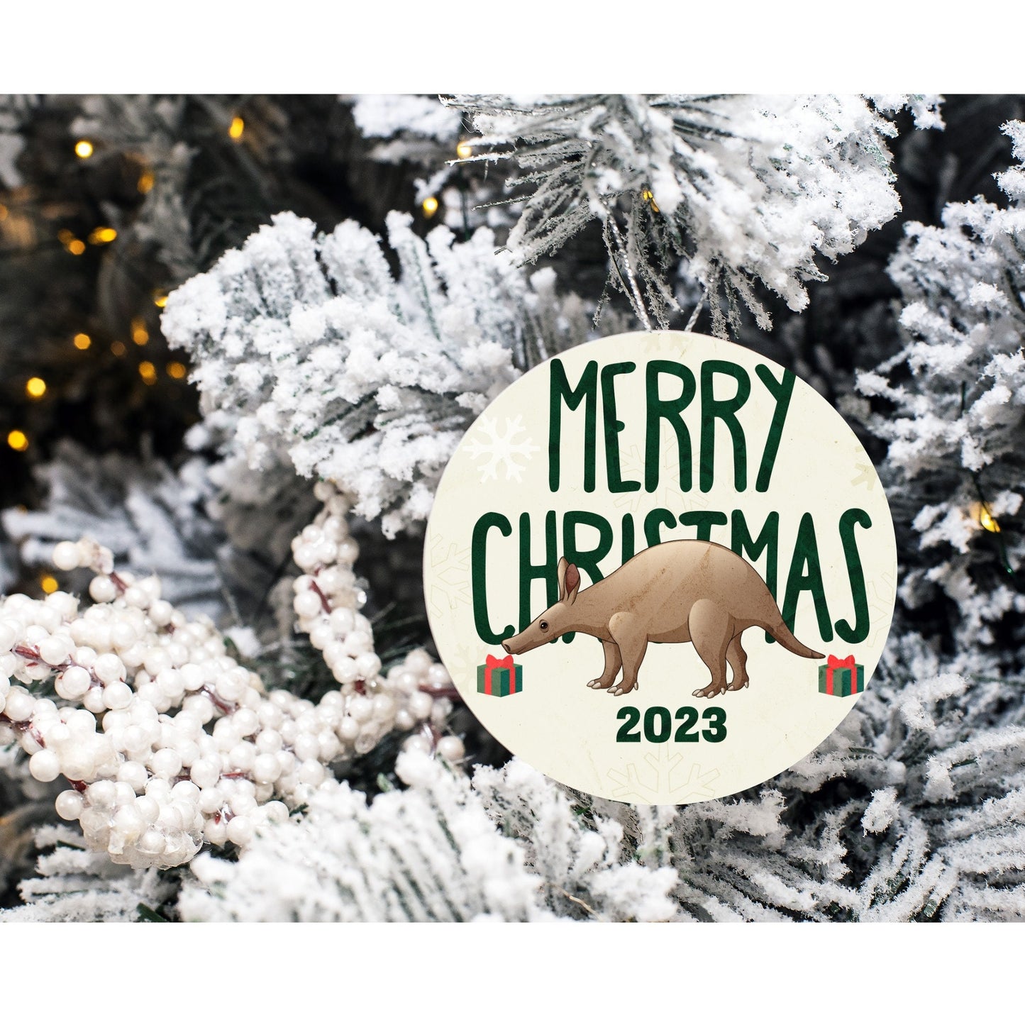 Aardvark Ornament Sublimation, Merry Christmas Sublimation Design