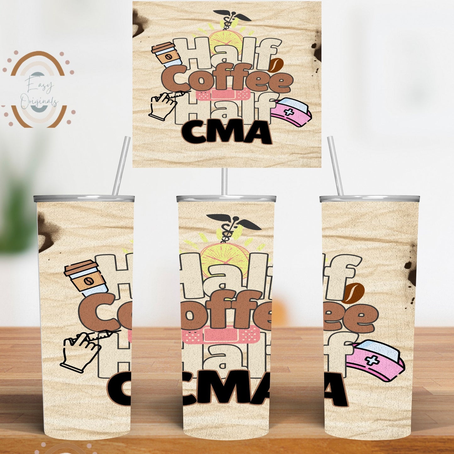 CMA Tumbler Wrap 20 oz skinny tumbler Sublimation Digital download png, medical assistant tumbler