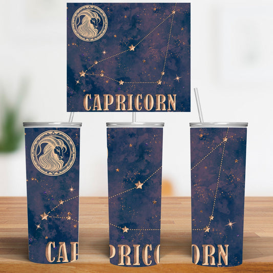 Capricorn Tumbler Wrap 20 oz Sublimation Design, Astrology-Themed Drinkware, Perfect Gift for Capricorns tumbler