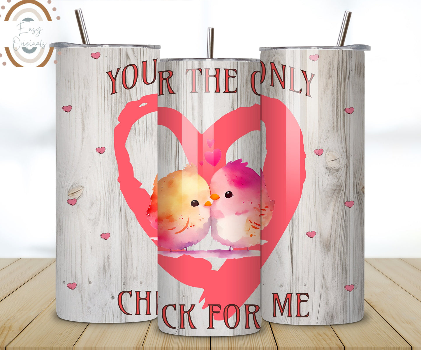 Valentine Chicken Tumbler Wrap - Quirky V-Day Sublimation Design, 20oz Skinny Tumbler Wrap, Instant PNG Download