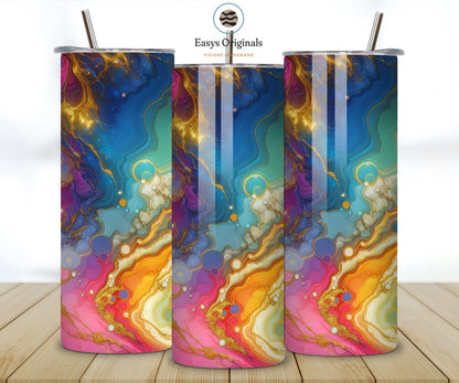 Rainbow Tumbler Wrap Marble Neon Colors and Gold Glitter bundle 20oz Tumbler Sublimation Design PNG, Alcohol Ink Tumbler PNG File